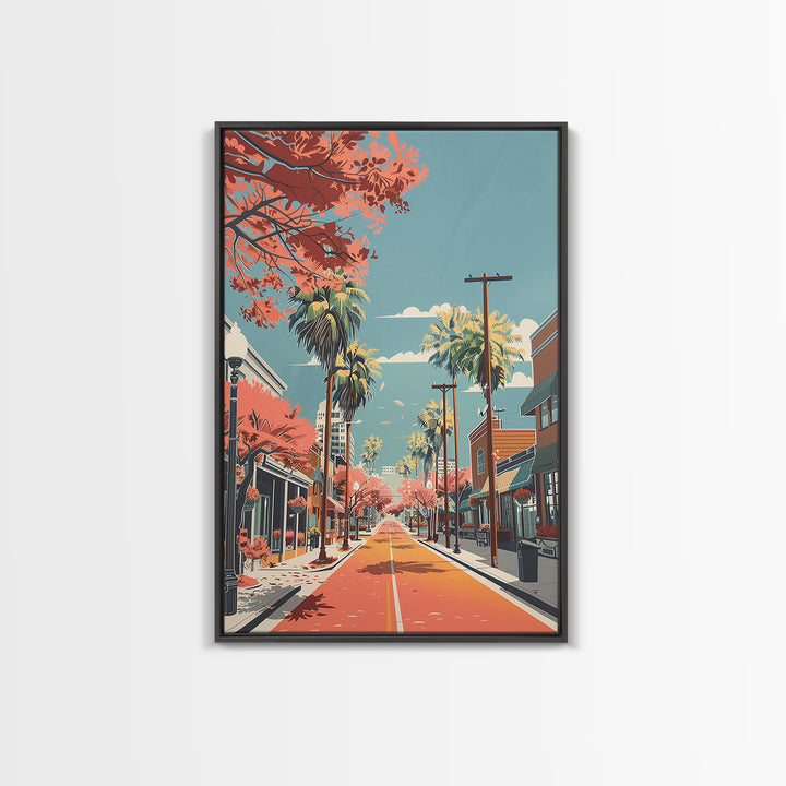 League City Travel Poster, Framed Canvas Print, Travel Prints, Landscape Art, Travel Art Print, Vintage Travel Print, Fine Art Print