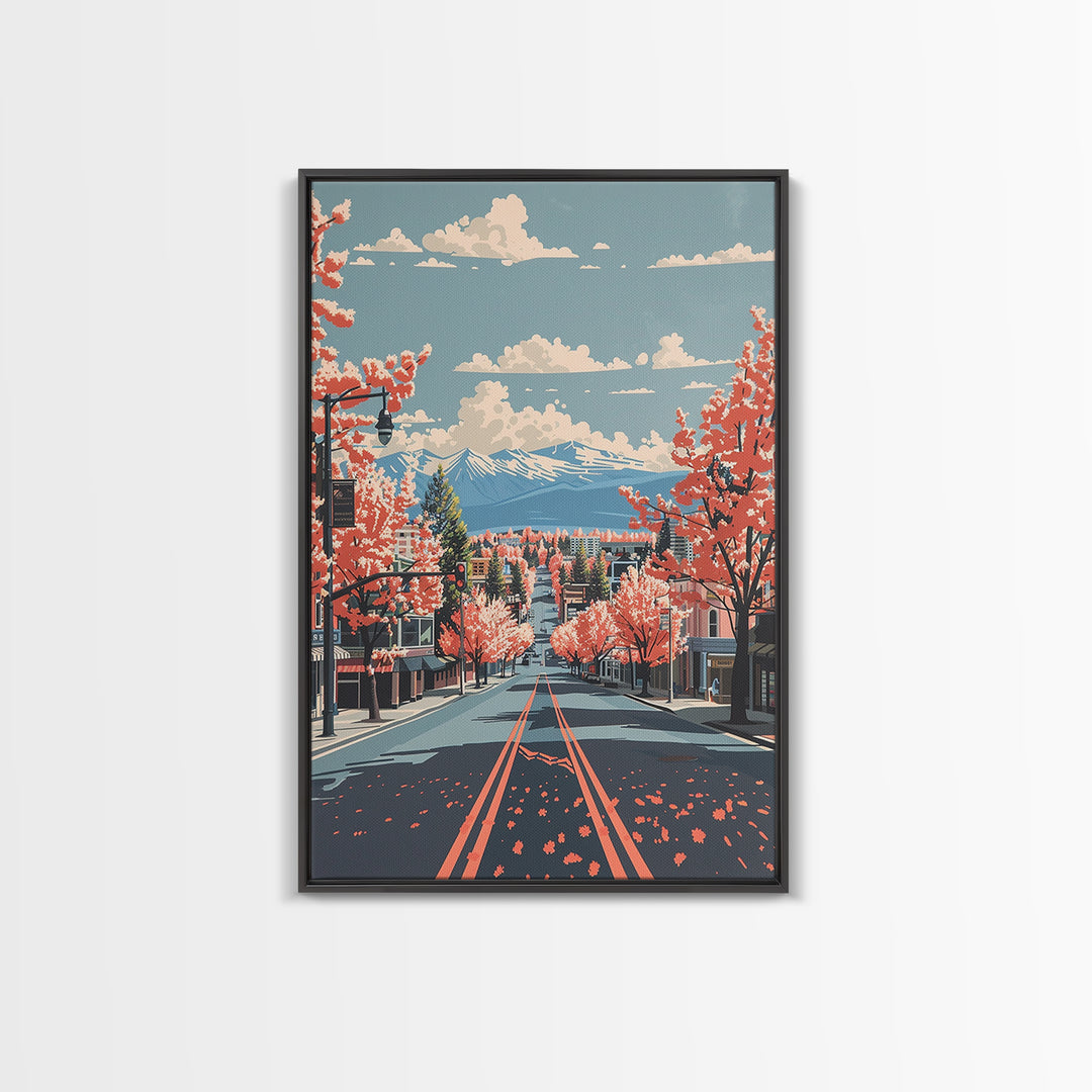Nampa Travel Poster, Framed Canvas Print, Retro Travel Poster, City Wall Art, Watercolor Cityscape, Travel Prints, Modern Wall Decor