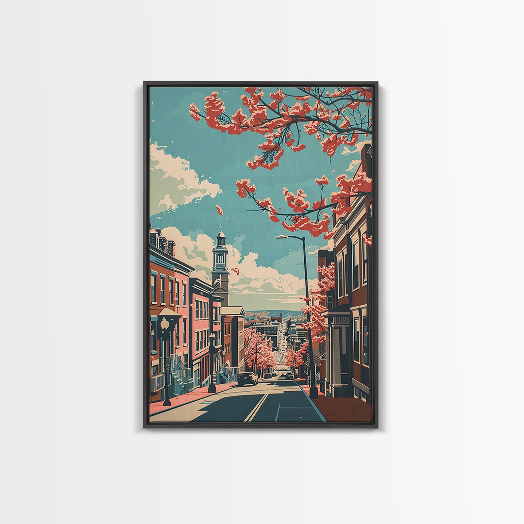 New Haven Travel Poster, Framed Canvas Print, City Travel Poster, Travel Wall Art, Vintage Travel Art, City Wall Art, Vintage Poster