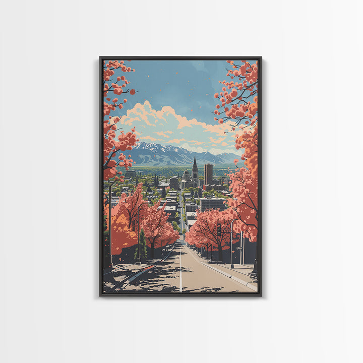 Provo Travel Poster, Framed Canvas Print, City Travel Poster, Vintage City Poster, Landscape Art, Vintage Travel Art, Vintage Travel