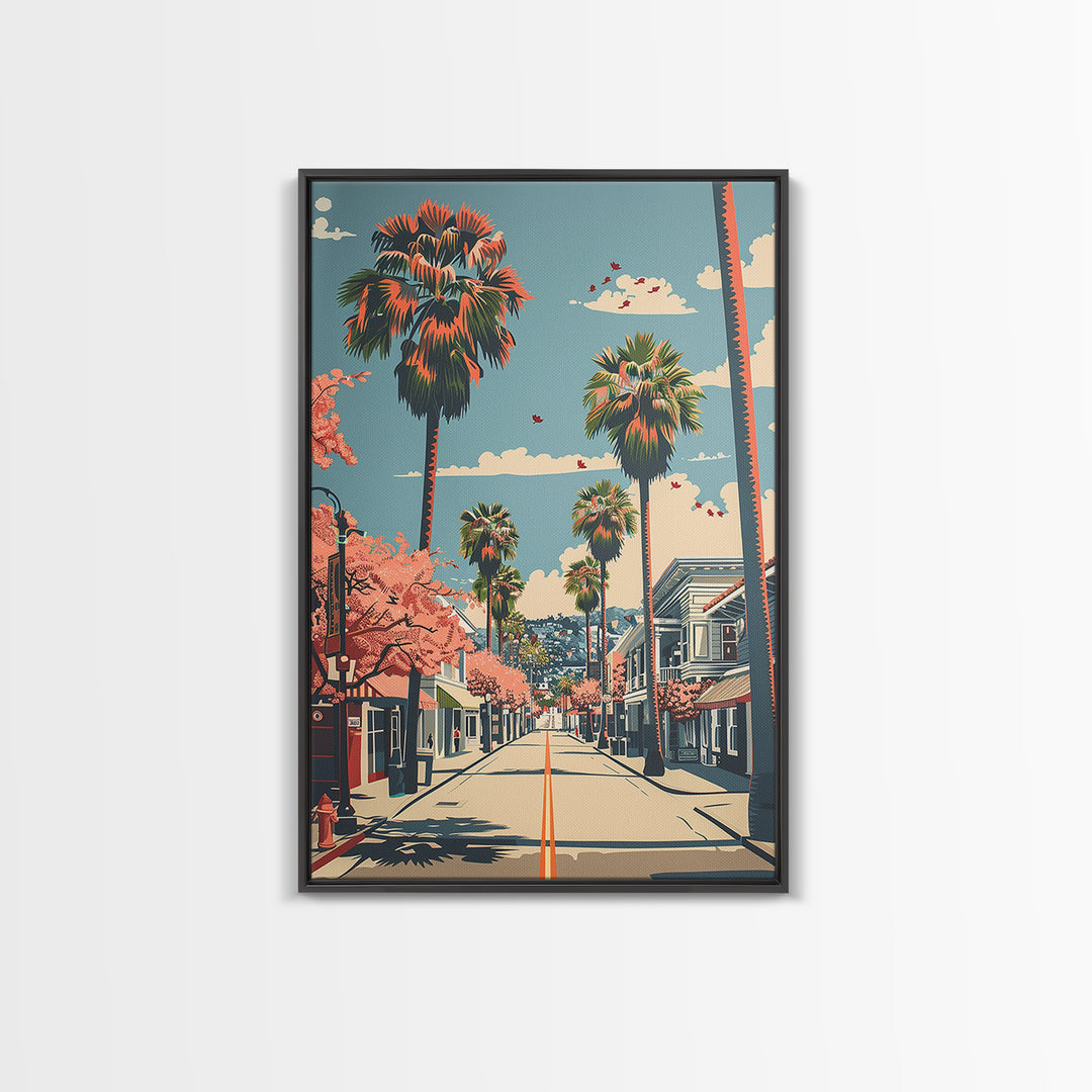 Santa Maria Travel Poster, Canvas Print, City Art Print, Travel Wall Art, Living Room Wall Art, Fine Art Print, Mid Century Wall Art