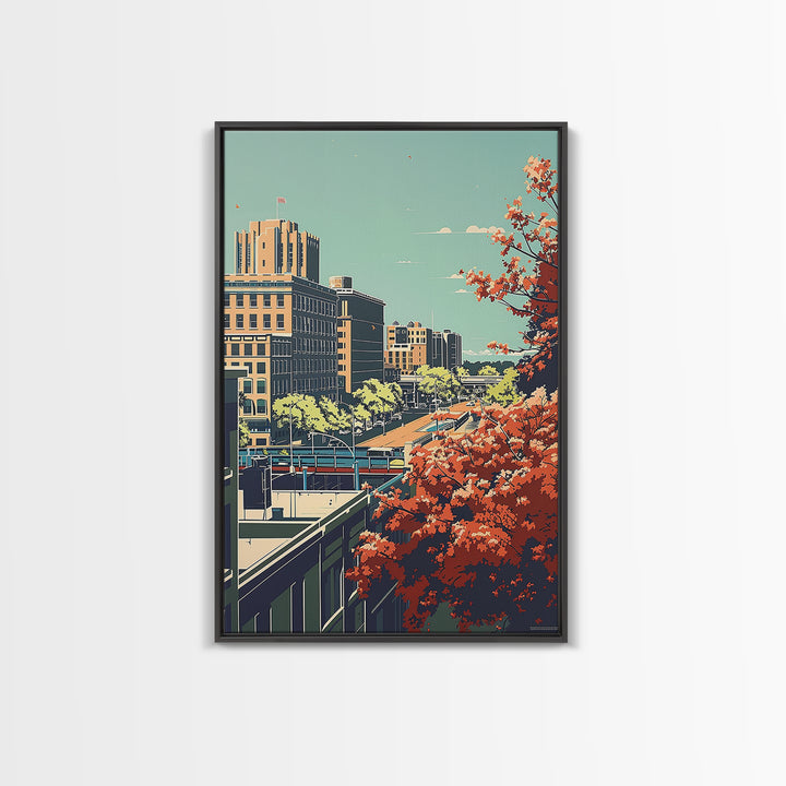 Shreveport Travel Poster, Canvas Print, City Travel Poster, Vintage City Poster, Mid Century Wall Art, City Art Print, Landscape Art