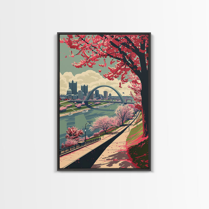 St Louis Travel Poster, Framed Canvas Print, Retro Travel Poster, City Wall Art, Wanderlust Gift, City Travel Poster, Retro Wall Art