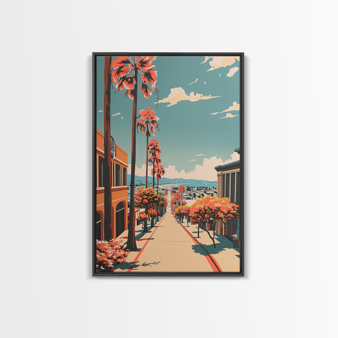Torrance Travel Poster, Framed Canvas Print, City Travel Poster, Vintage City Poster, Vintage Travel, Retro Wall Art, Vintage Poster
