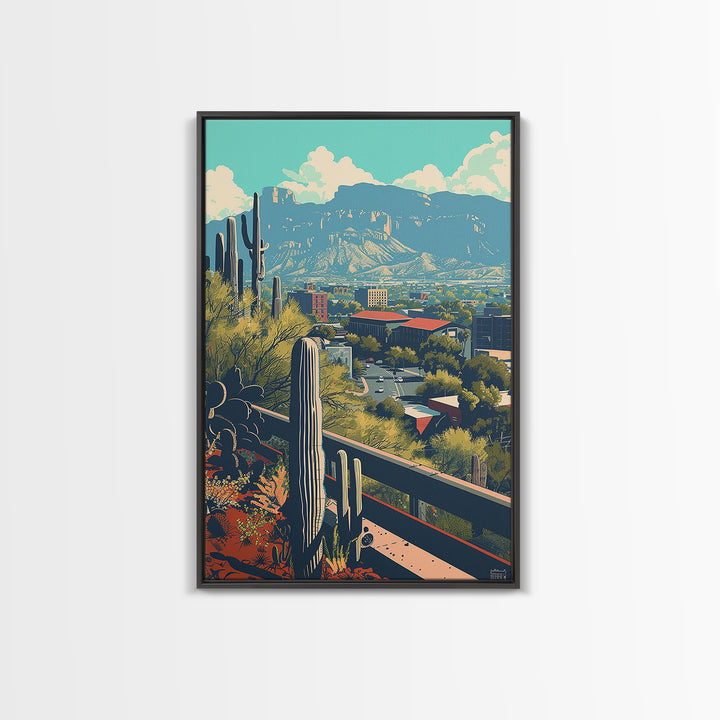 Tucson Travel Poster, Canvas Print, Retro Travel Poster, City Wall Art, City Illustration, Vintage City Poster, Living Room Wall Art
