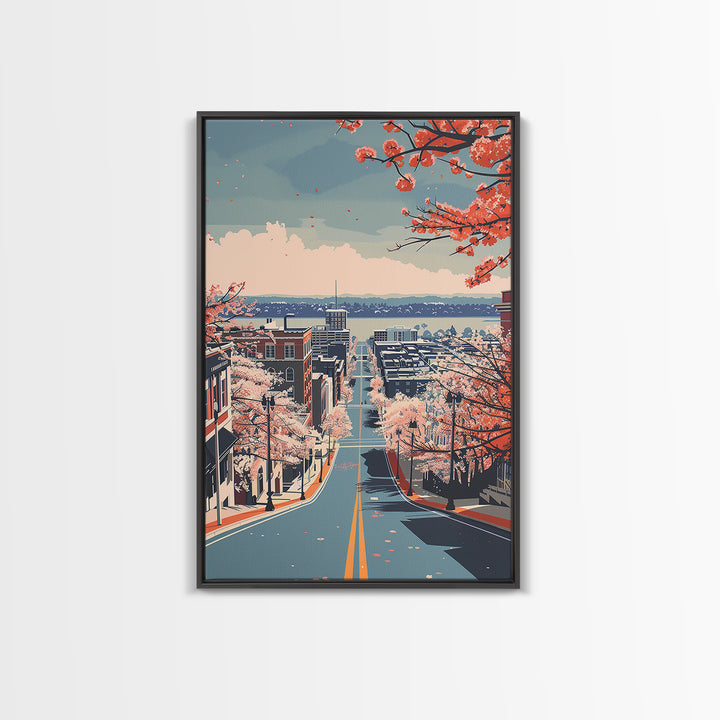 Tuscaloosa Travel Poster, Framed Canvas Print, Retro Wall Art, Travel Print, Vintage Travel, Vintage City Poster, City Travel Poster