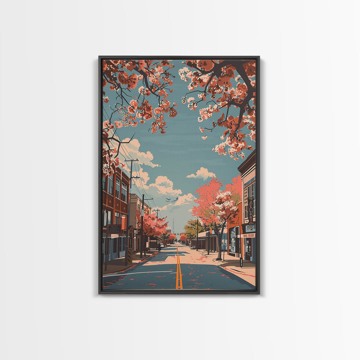 Tyler Travel Poster, Framed Canvas Print, City Travel Poster, Travel Wall Decor, City Illustration, Modern Wall Decor, City Wall Art