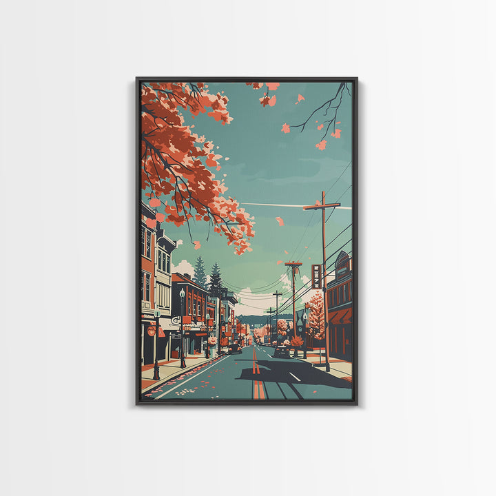 Warren Travel Poster, Framed Canvas Print, City Travel Poster, Travel Wall Art, Modern Wall Decor, City Wall Art, Retro Travel Print