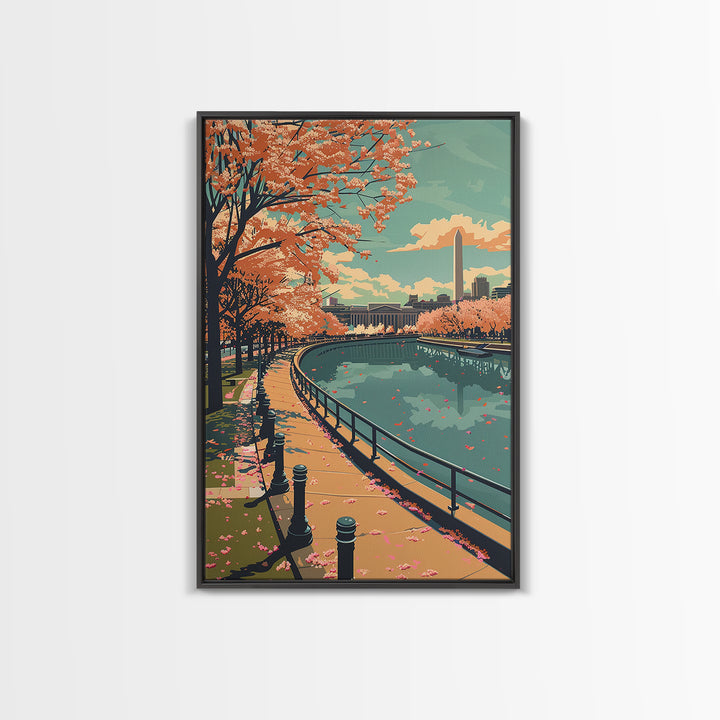 Washington Travel Poster, Framed Canvas Print, City Travel Poster, Travel Wall Art, Landscape Art, Retro Wall Art, Minimalist Poster