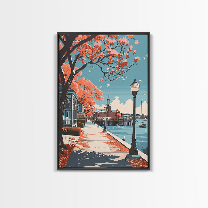 Wilmington Travel Poster, Framed Canvas Print, Retro Travel Poster, City Wall Art, Travel Posters, City Illustration, Fine Art Print