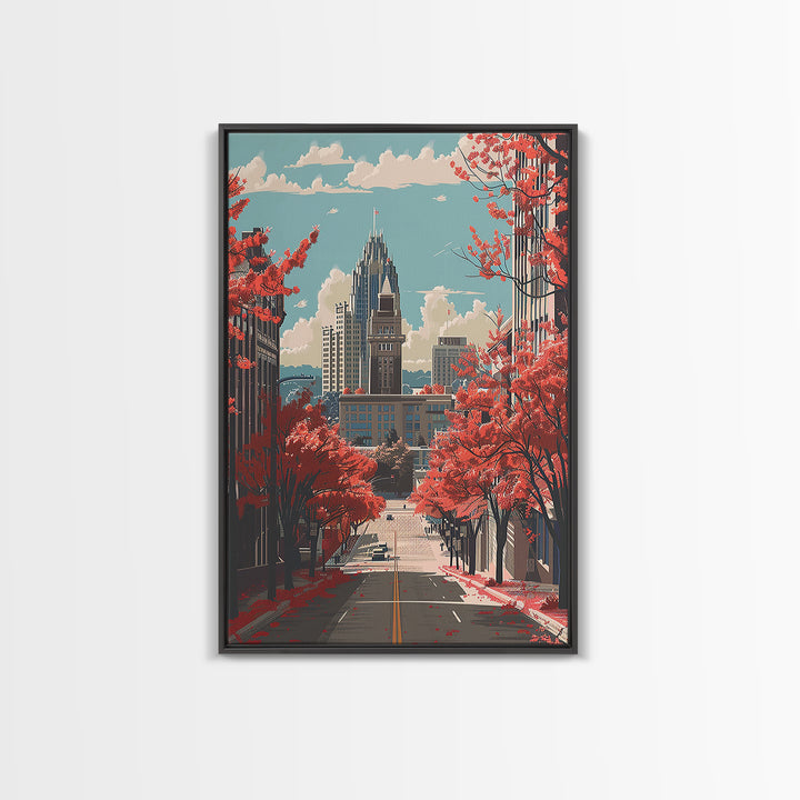 Winston-Salem Travel Poster, Framed Canvas Print, Retro Travel Poster, City Wall Art, Art Print, Travel Prints, Vintage Travel Print