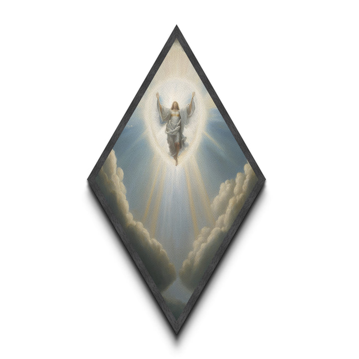Angel Painting Print, Diamond Shaped Wall Art, Christian Decor, Angelic Art, Canvas Embossed Art Print