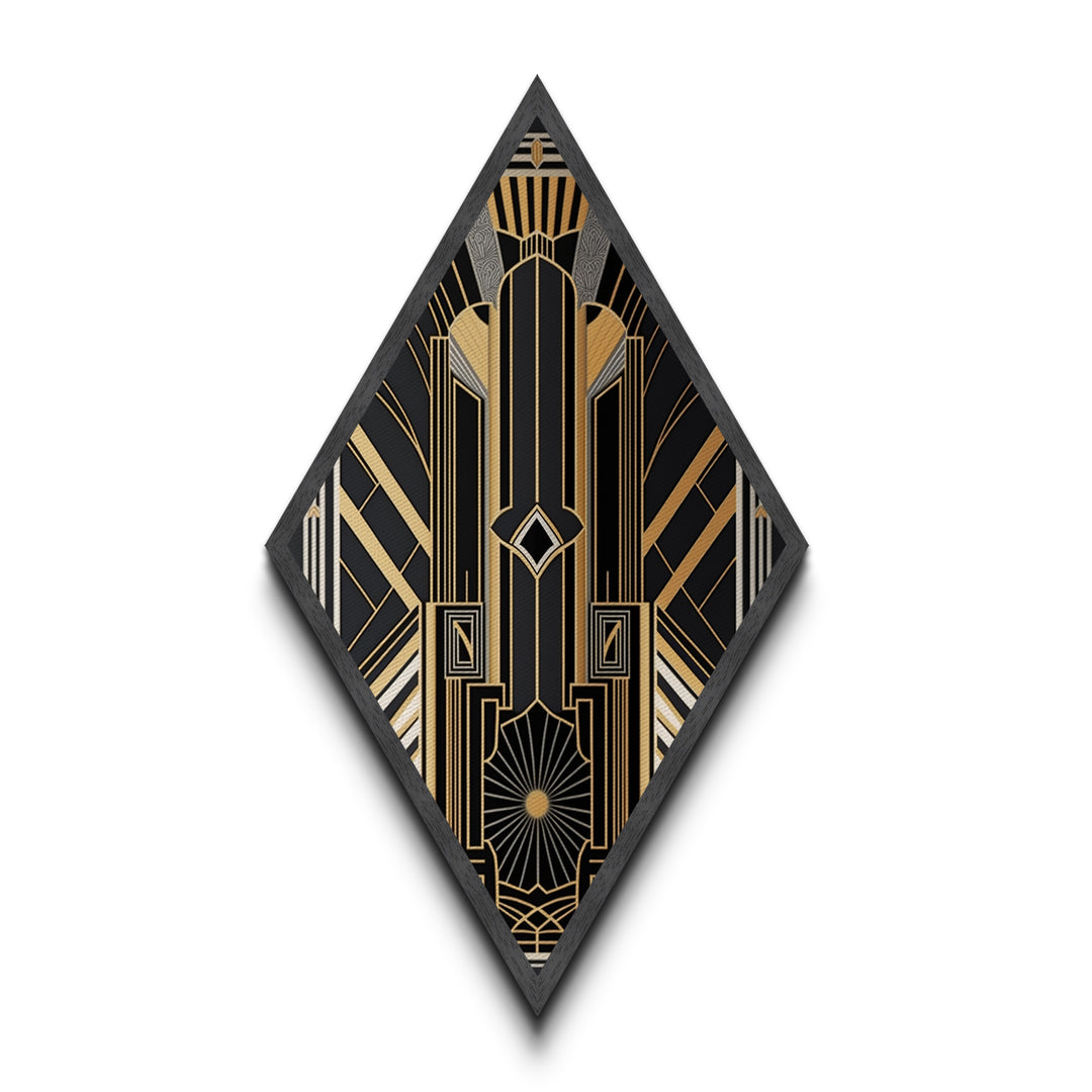 Art Deco Wall art | Framed Canvas Print | Art Deco | Gold & green art | Beautiful art | Midcentury Modern | Office decor | Diamond Shaped