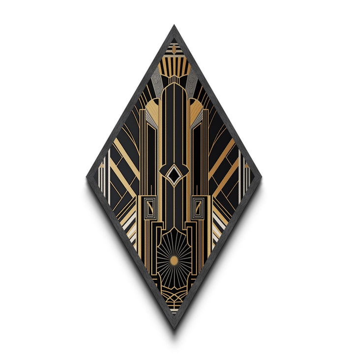 Art Deco Wall art | Framed Canvas Print | Art Deco | Gold & green art | Beautiful art | Midcentury Modern | Office decor | Diamond Shaped