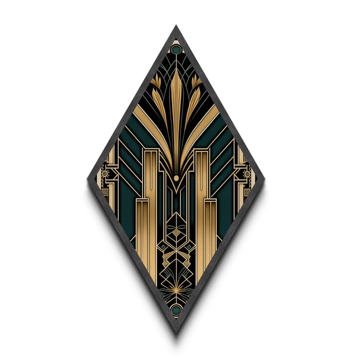 Gold and Green Art Deco Panel Print, Diamond Shaped Wall Art, Retro Home Decor, Roaring 20s Style Wall Art