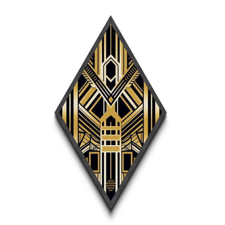 Black and Gold Diamond Shaped Art Deco Canvas Textured Art Print, Diamoned Shaped Wall Art, Retro Style Home Decor