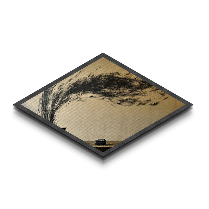 Tea Spirit Wind Diamond Shaped Canvas Art Print Abstract Ink Flow Minimalist Asian Zen Decor Calming Dining Room Centerpiece Wall Style