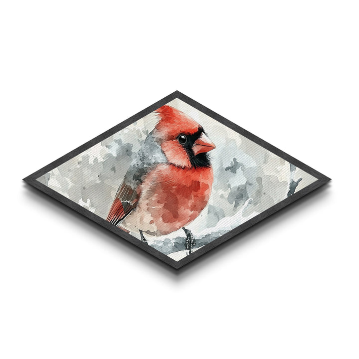 Female Cardinal Watercolor Print, Diamond Shaped Wall Art, Bird Painting, Birdwatcher Gift, Red Cardinal Art, Birdwatching Art