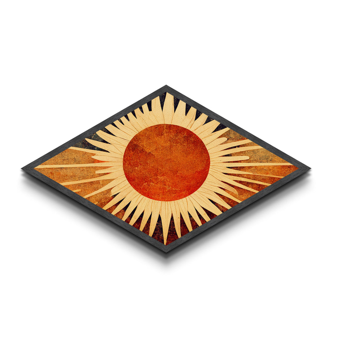Art Deco Starburst - Framed Canvas Art Print - Funk Retro Mid-Century Modern Wall Art, Sun Burst, Sunset Painting, MCM Decor