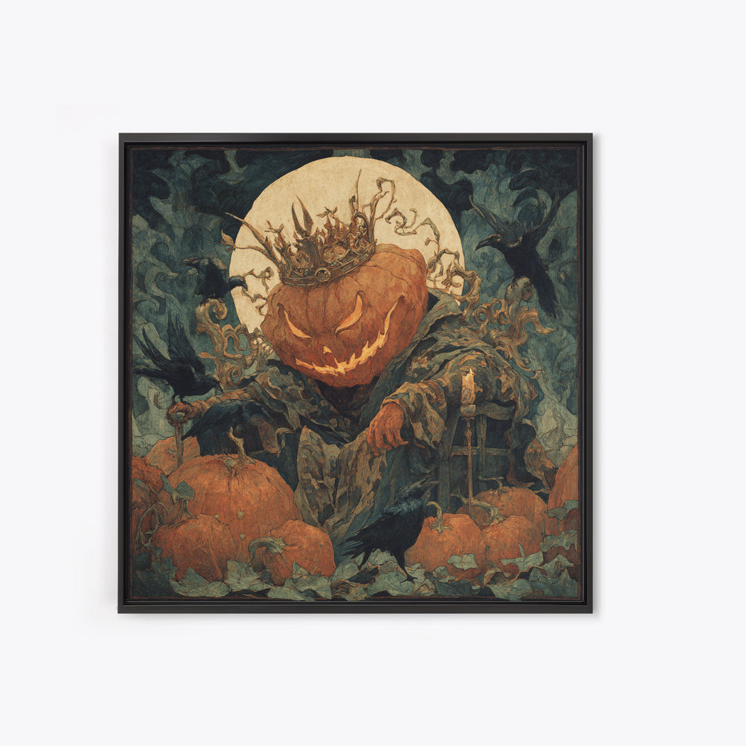 The Jack-O'-Lantern King, Dark Symbolist Art, Square Wall Art, Dark Fantasy Wall Art, Framed Canvas Print, Halloween Wall Art