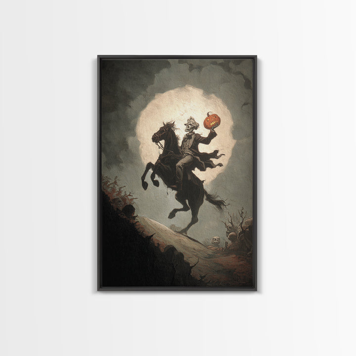 The Headless Horseman, Gothic Nightmare Art, Vertical Wall Art, Dark Halloween Decor, Canvas Print, Halloween Wall Art