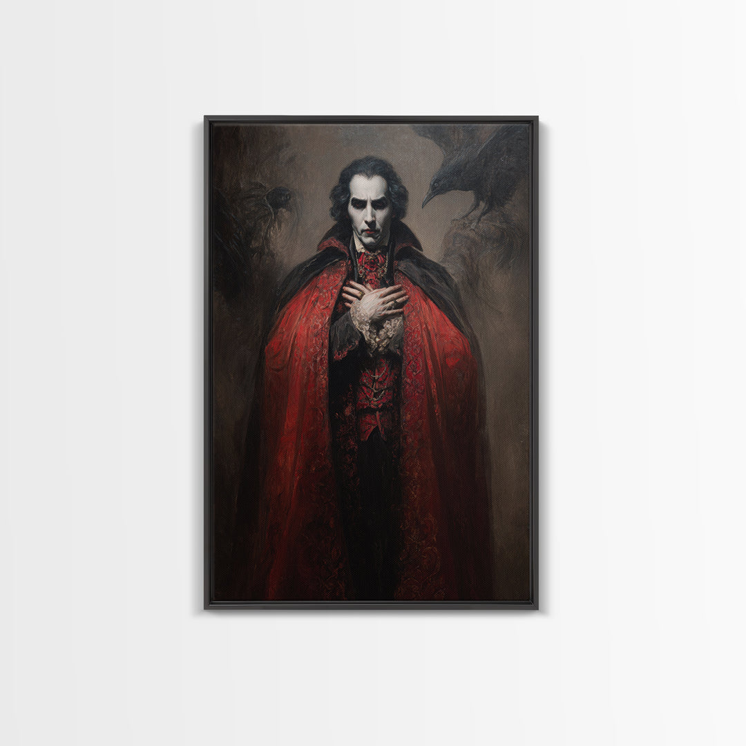 The Crimson Vampire, Dark Romantic Horror Art, Vertical Wall Art, Gothic Horror Wall Art, Canvas Print, Halloween Wall Art