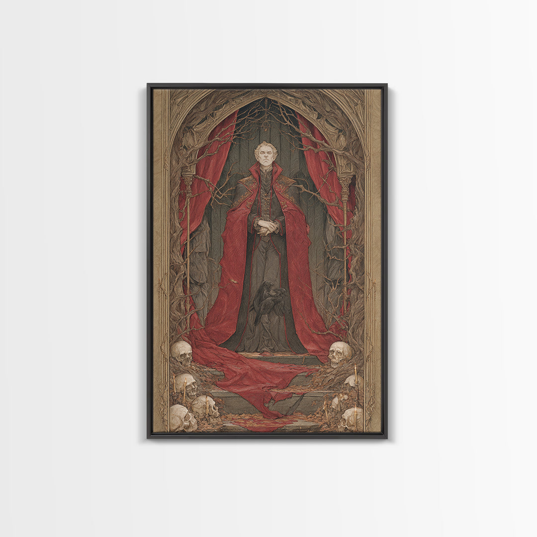 The Crimson Vampire, Decadent Gothic Art, Vertical Wall Art, Dark Fantasy Wall Art, Canvas Print, Halloween Wall Art, Halloween Decor