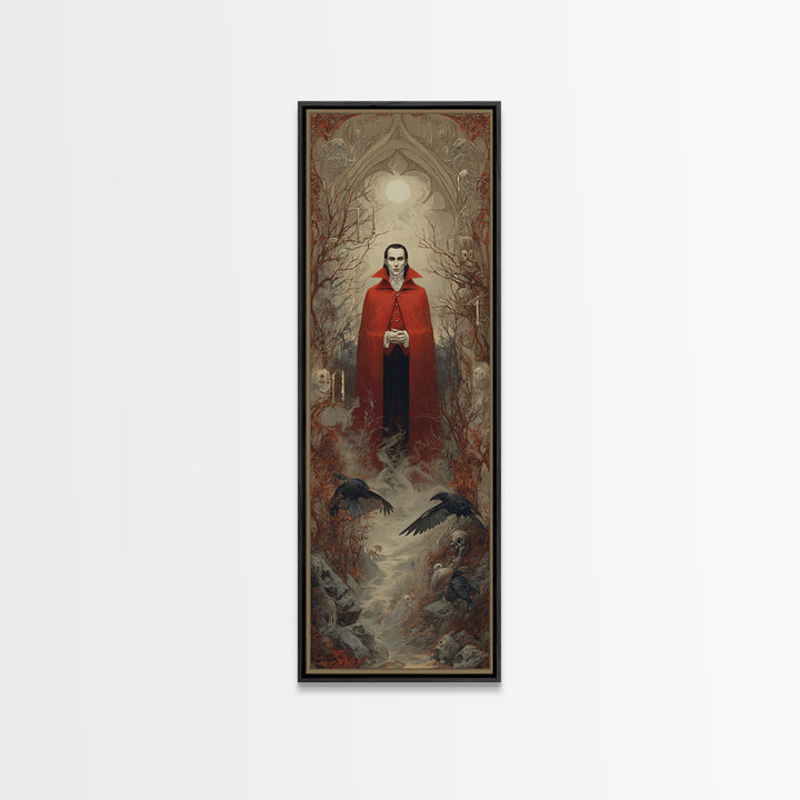The Crimson Vampire, Surreal Apocalyptic Art, Tall Narrow Wall Art, Dark Halloween Decor, Canvas Print, Halloween Wall Art