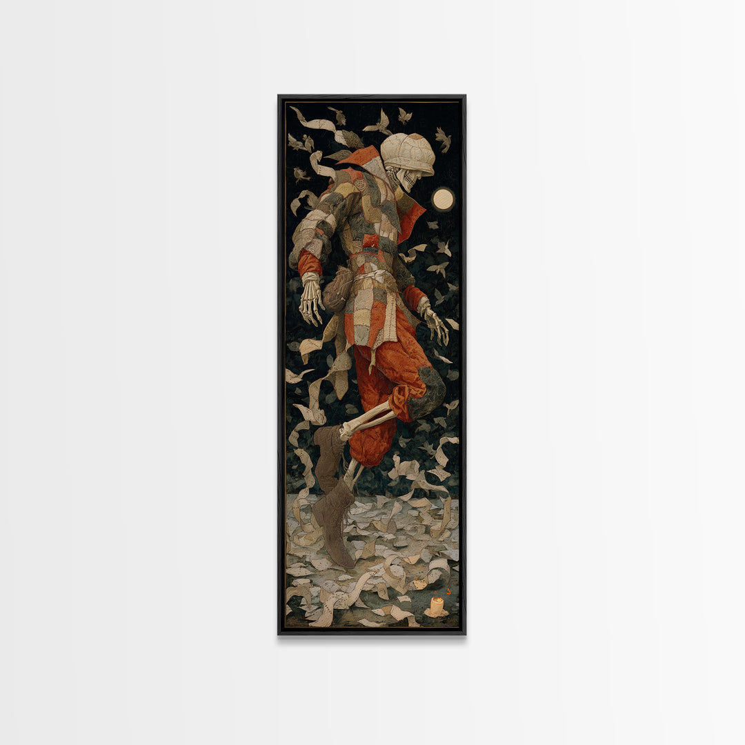 The Stitched Giant, Danse Macabre Art, Tall Narrow Wall Art, Macabre Wall Art, Canvas Print, Halloween Wall Art