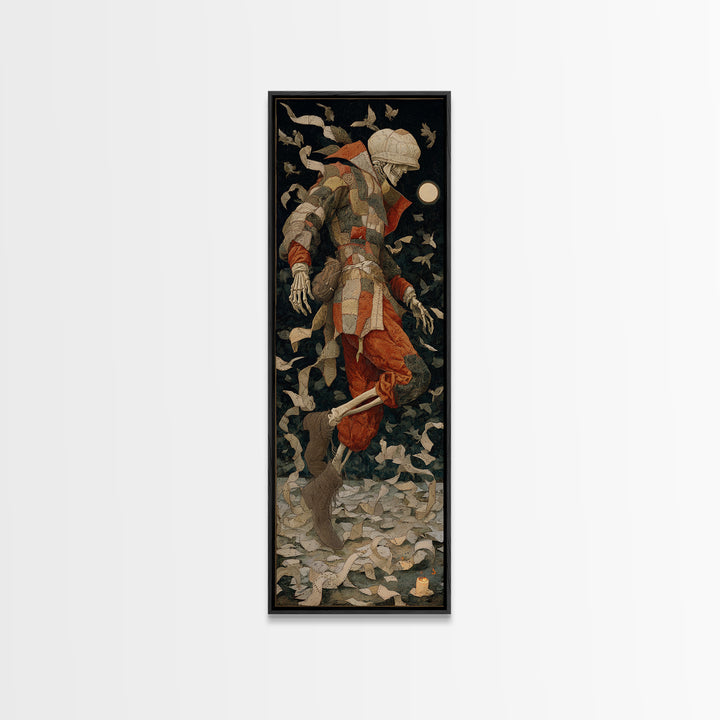 The Stitched Giant, Danse Macabre Art, Tall Narrow Wall Art, Macabre Wall Art, Canvas Print, Halloween Wall Art
