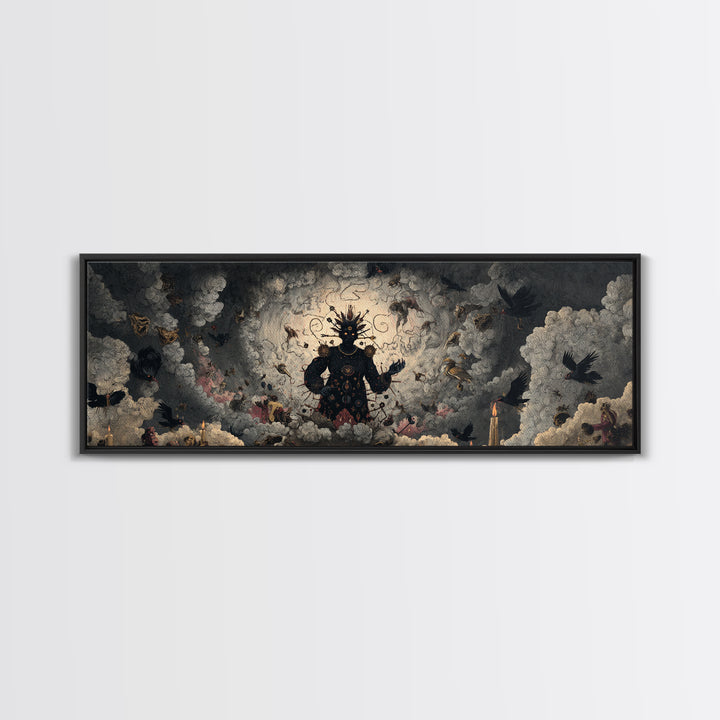 The Stitched Giant, Dark Romantic Horror Art, Extra Wide Wall Art, Dark Halloween Decor, Framed Canvas Print, Halloween Wall Art