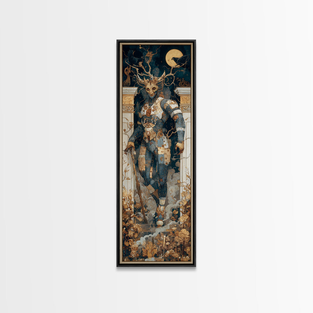 The Stitched Giant, Ornate Symbolist Art, Tall Narrow Wall Art, Gothic Horror Wall Art, Canvas Print, Halloween Wall Art