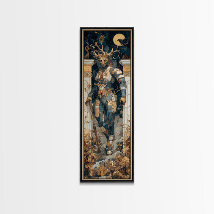 The Stitched Giant, Ornate Symbolist Art, Tall Narrow Wall Art, Gothic Horror Wall Art, Canvas Print, Halloween Wall Art