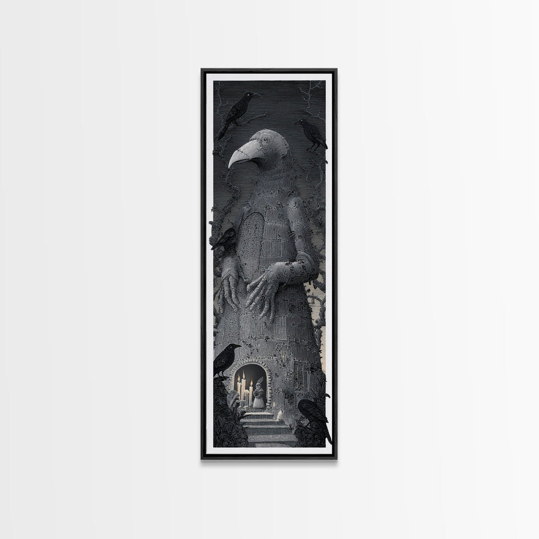 The Stitched Giant, Victorian Macabre Art, Tall Narrow Wall Art, Macabre Wall Art, Canvas Print, Halloween Wall Art, Seasonal Home Decor