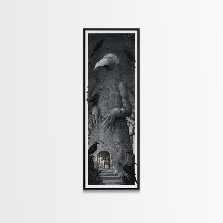 The Stitched Giant, Victorian Macabre Art, Tall Narrow Wall Art, Macabre Wall Art, Canvas Print, Halloween Wall Art, Seasonal Home Decor