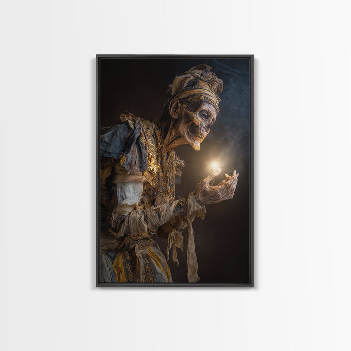 The Mummy Pharaoh, Dark Renaissance Art, Vertical Wall Art, Dark Halloween Decor, Canvas Print, Halloween Wall Art