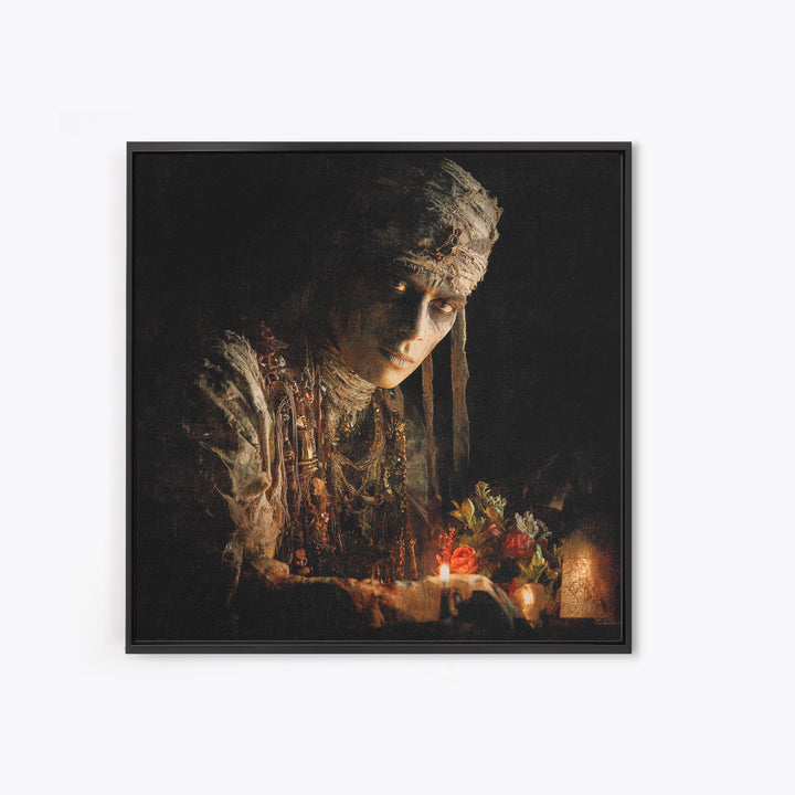 The Mummy Pharaoh, Symbolist Dream Art, Square Wall Art, Dark Fantasy Wall Art, Canvas Print, Halloween Wall Art, Dark Fantasy Art