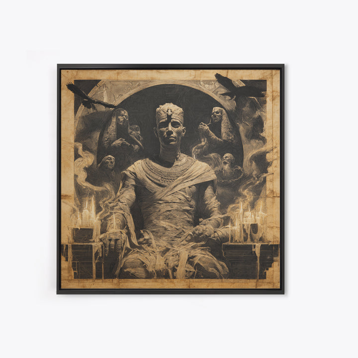 The Mummy Pharaoh, Dark Symbolist Art, Square Wall Art, Macabre Wall Art, Canvas Print, Halloween Wall Art, Halloween Decor