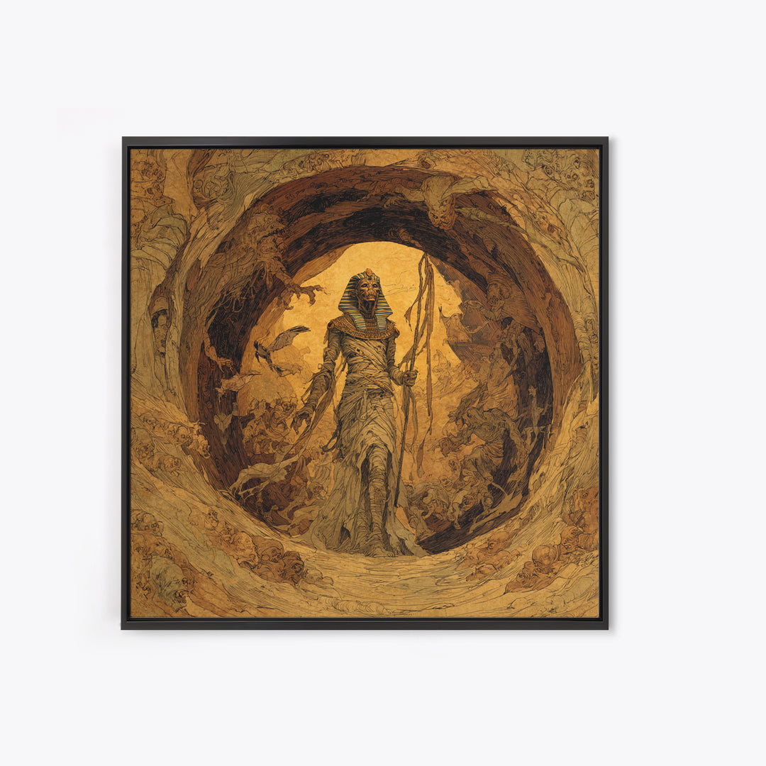 The Mummy Pharaoh, Gothic Storybook Art, Square Wall Art, Macabre Wall Art, Framed Canvas Print, Halloween Wall Art, Halloween Decor