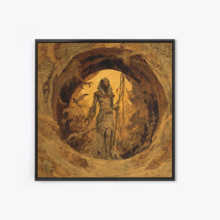 The Mummy Pharaoh, Gothic Storybook Art, Square Wall Art, Macabre Wall Art, Framed Canvas Print, Halloween Wall Art, Halloween Decor