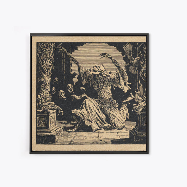 The Mummy Pharaoh, Macabre Folk Print Art, Square Wall Art, Dark Halloween Decor, Canvas Print, Halloween Wall Art