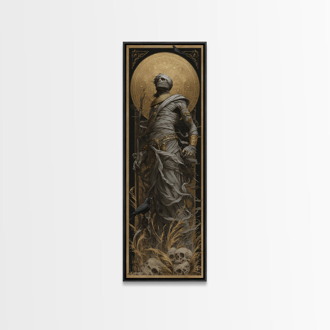 The Mummy Pharaoh, Surreal Apocalyptic Art, Tall Narrow Wall Art, Dark Halloween Decor, Canvas Print, Halloween Wall Art