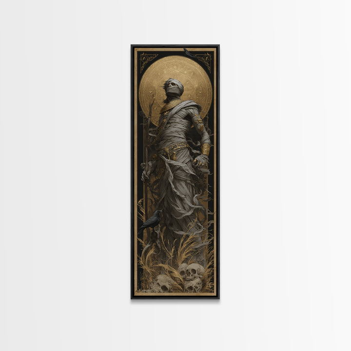 The Mummy Pharaoh, Surreal Apocalyptic Art, Tall Narrow Wall Art, Dark Halloween Decor, Canvas Print, Halloween Wall Art