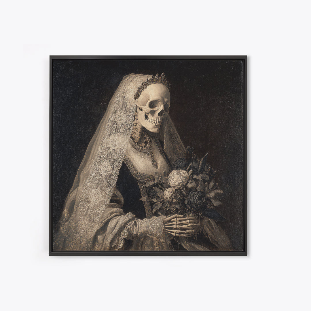 The Skeletal Bride, Danse Macabre Art, Square Wall Art, Macabre Wall Art, Canvas Print, Halloween Wall Art