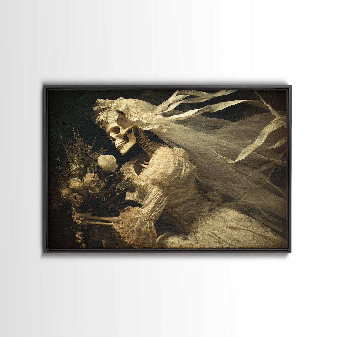 The Skeletal Bride, Symbolist Gothic Landscape, Landscape Wall Art, Gothic Horror Wall Art, Canvas Print, Halloween Wall Art