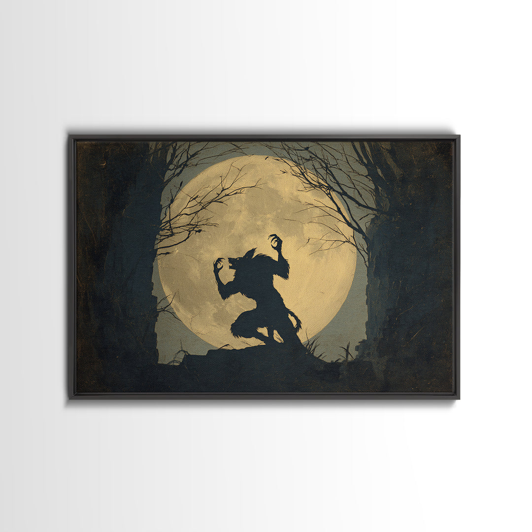 The Moon-Cursed Werewolf, Romantic Gothic Landscape, Landscape Wall Art, Gothic Horror Wall Art, Framed Canvas Print