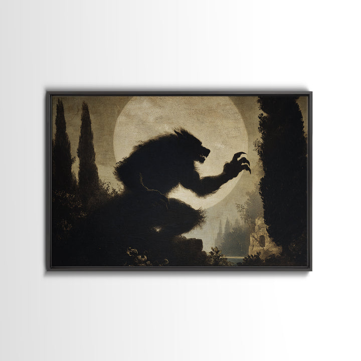 The Moon-Cursed Werewolf, Symbolist Gothic Landscape, Landscape Wall Art, Macabre Wall Art, Canvas Print, Halloween Wall Art