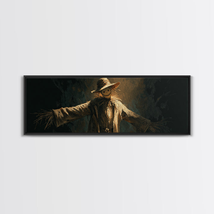 The Living Scarecrow, Visionary Gothic Art, Extra Wide Wall Art, Dark Halloween Decor, Canvas Print, Halloween Wall Art