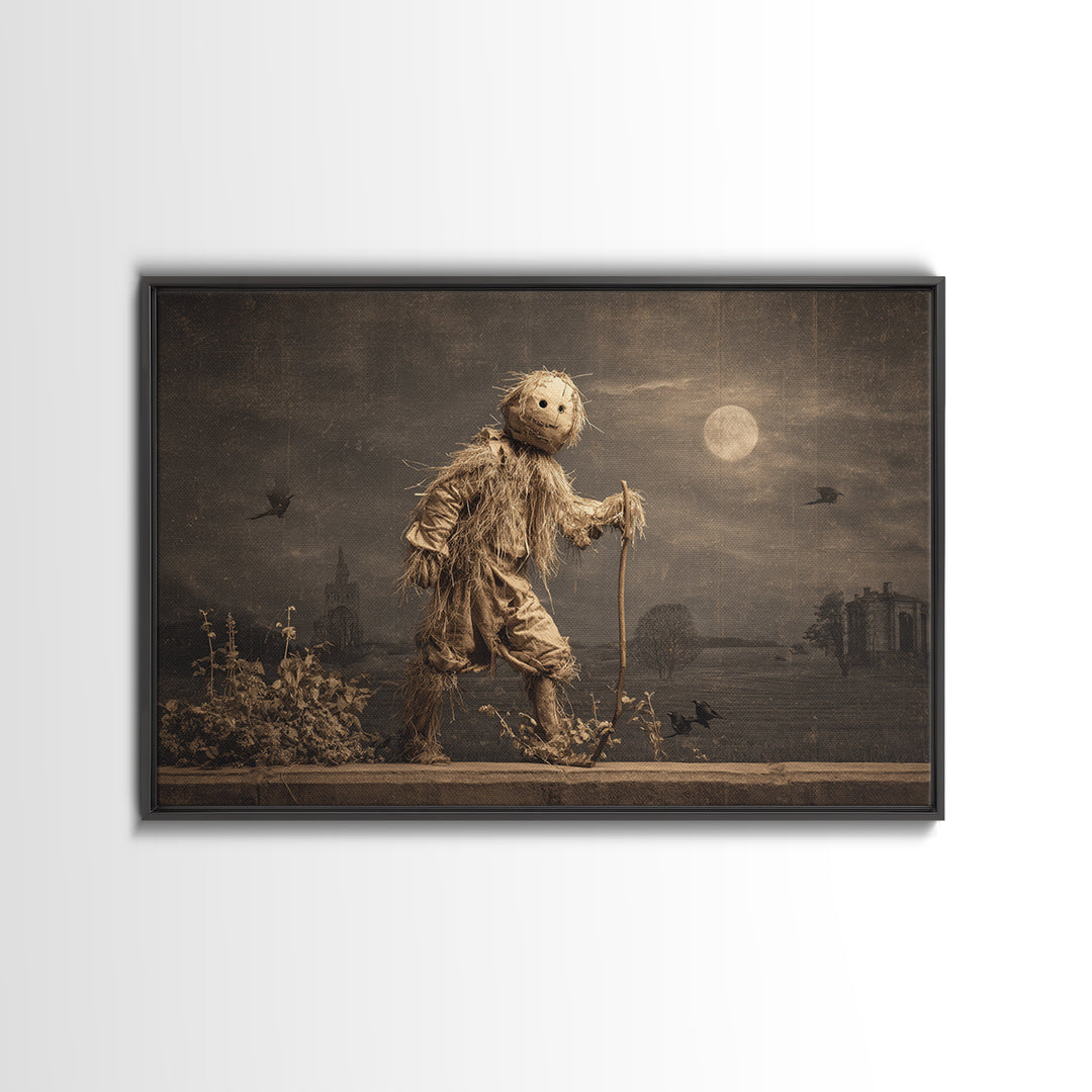 The Living Scarecrow, Romantic Gothic Landscape, Landscape Wall Art, Dark Halloween Decor, Canvas Print, Halloween Wall Art