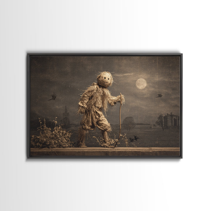The Living Scarecrow, Romantic Gothic Landscape, Landscape Wall Art, Dark Halloween Decor, Canvas Print, Halloween Wall Art